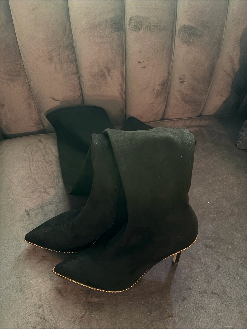 Coach Women's Black Pointed Toe Kitten Heel knee boot